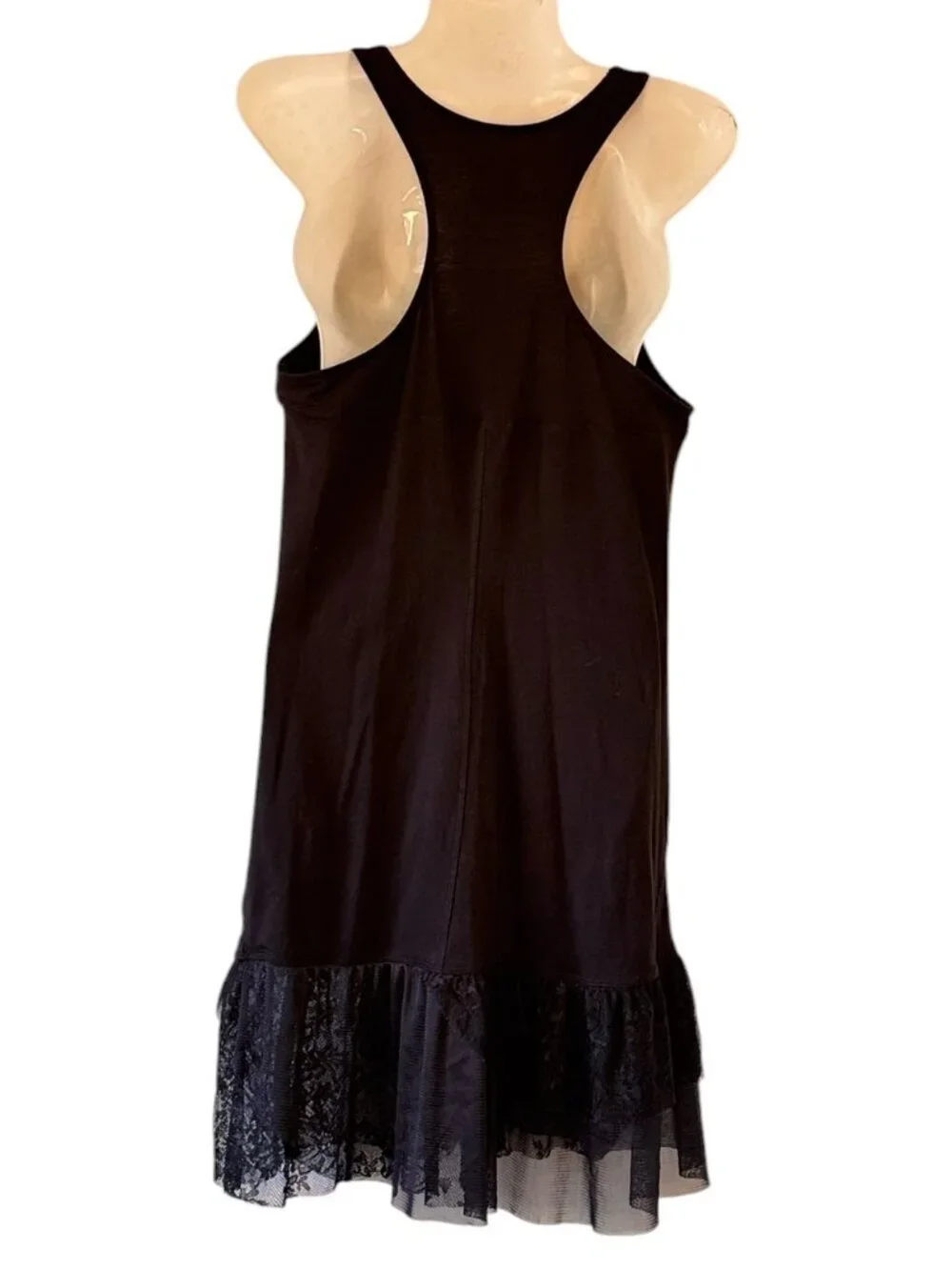 Intimately Free People Lace Tier Racerback Stretch Tank Dress Black Romantic  S